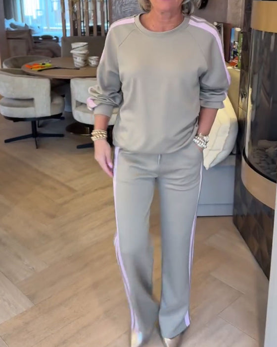 Set mit lässigem locker sitzendem gestreiften Sweatshirt