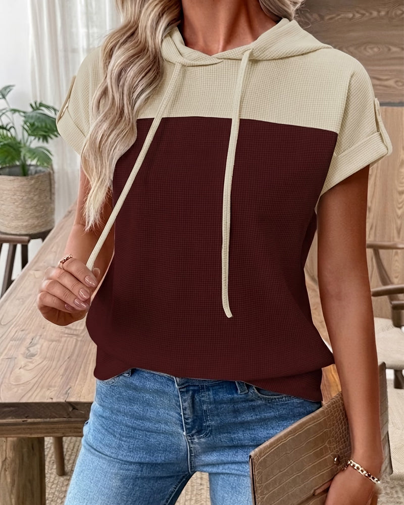 Hoodie Farbblock Kurzarm Lässig