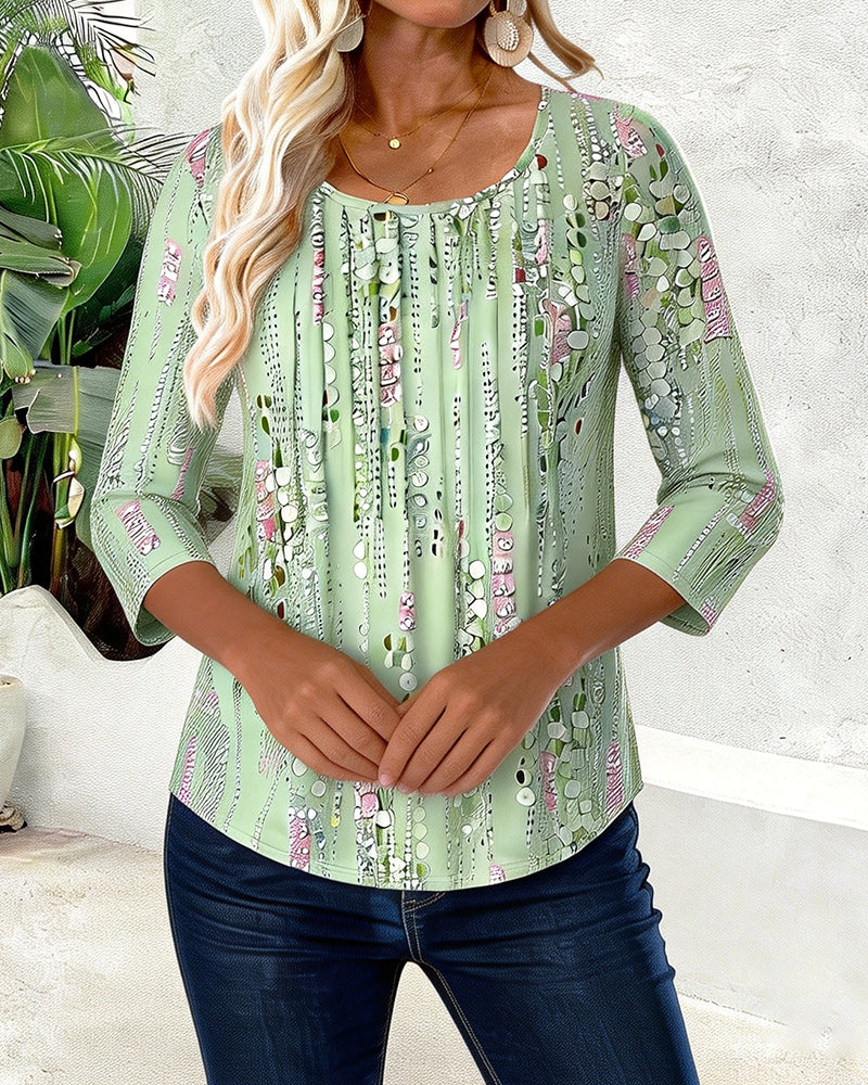 Top Feiner Glitzer Runder Halsausschnitt Langarm