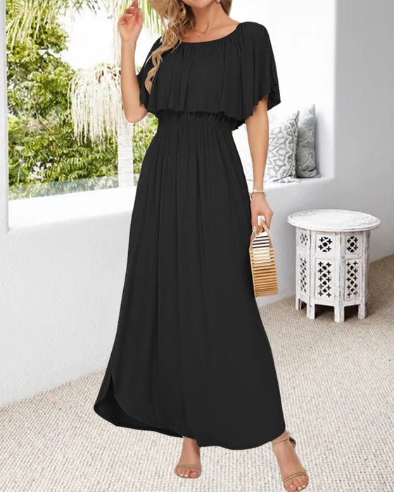 Kleid Off-Shoulder Rüsche Schlitz