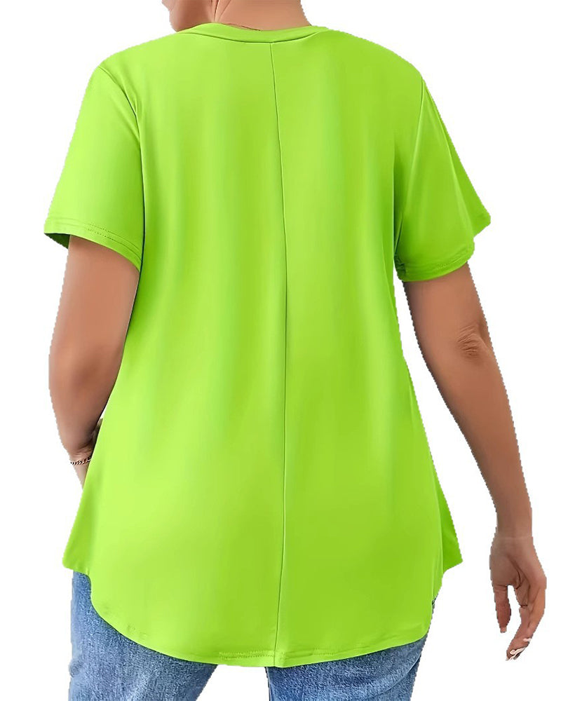 T-Shirt Einfarbig Kurzarm Überkreuzträger