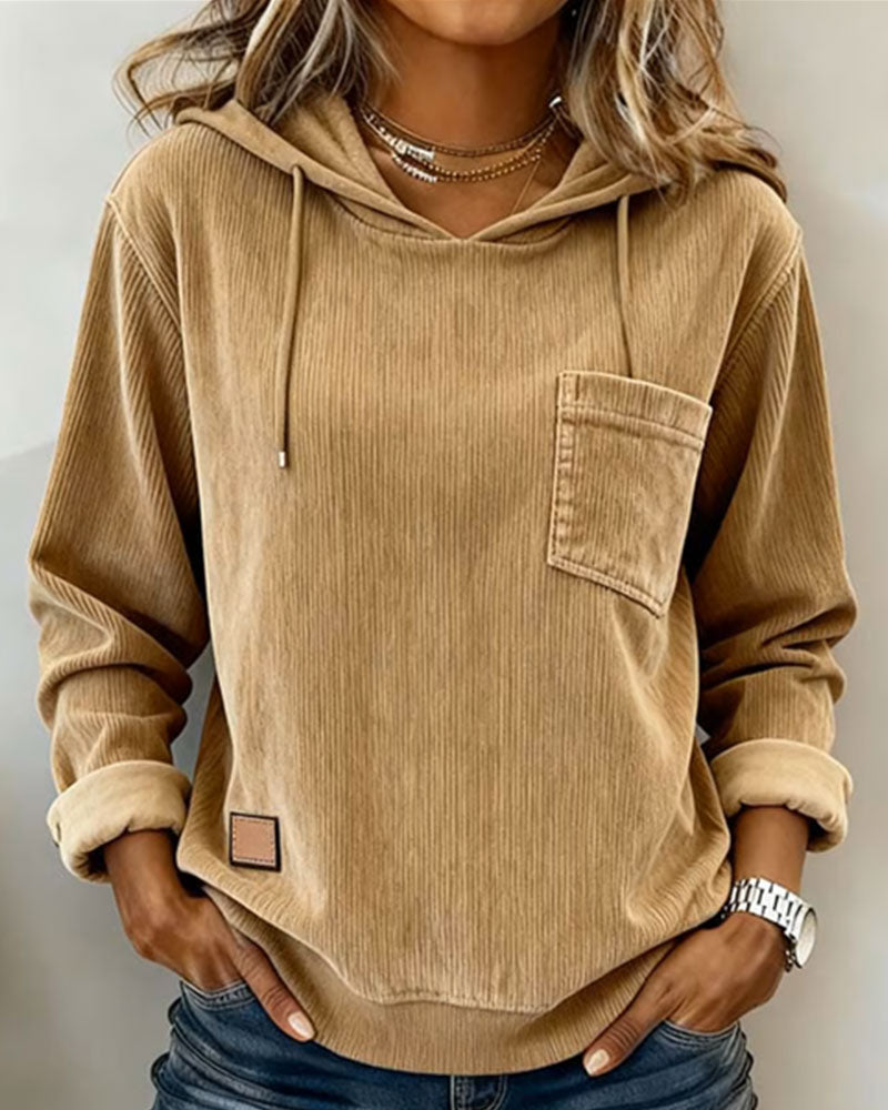 Unifarbene Hoodie mit Taschen-Design