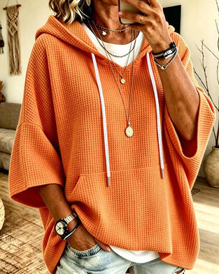 Sweatshirt Lässig Einfarbig Mit Kordelzug