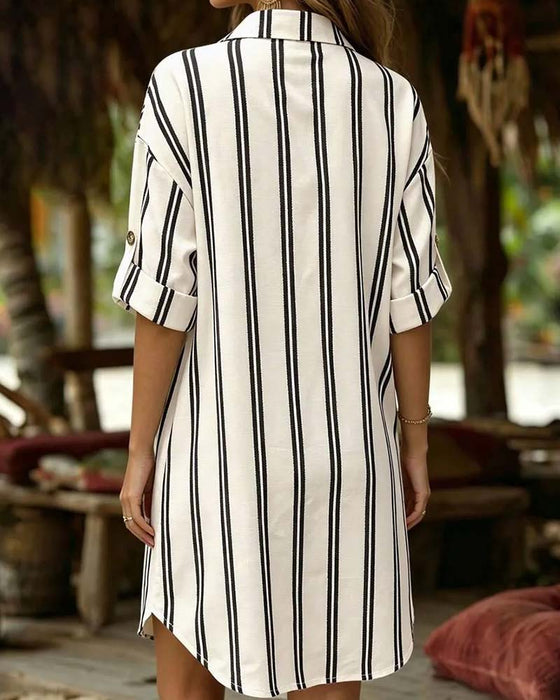 Kleid Hemdkragen Streifen
