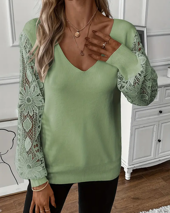 Pullover V-Ausschnitt modisch hohl/ajouriert