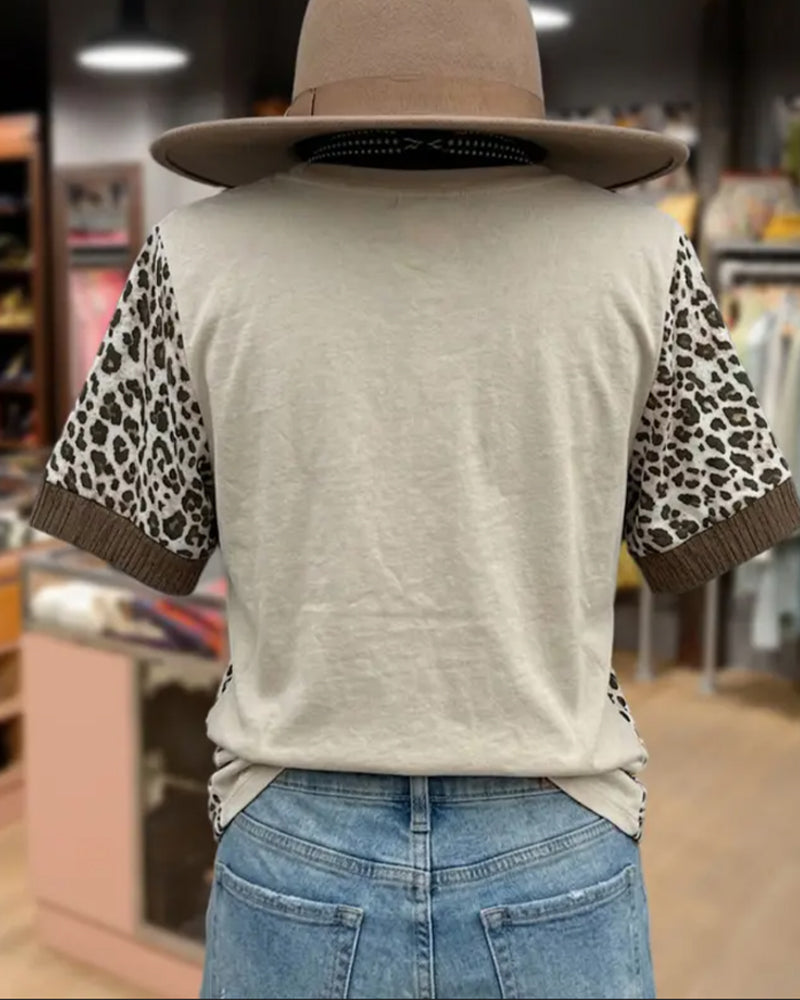 T-Shirt Leopard Patchwork Spitze