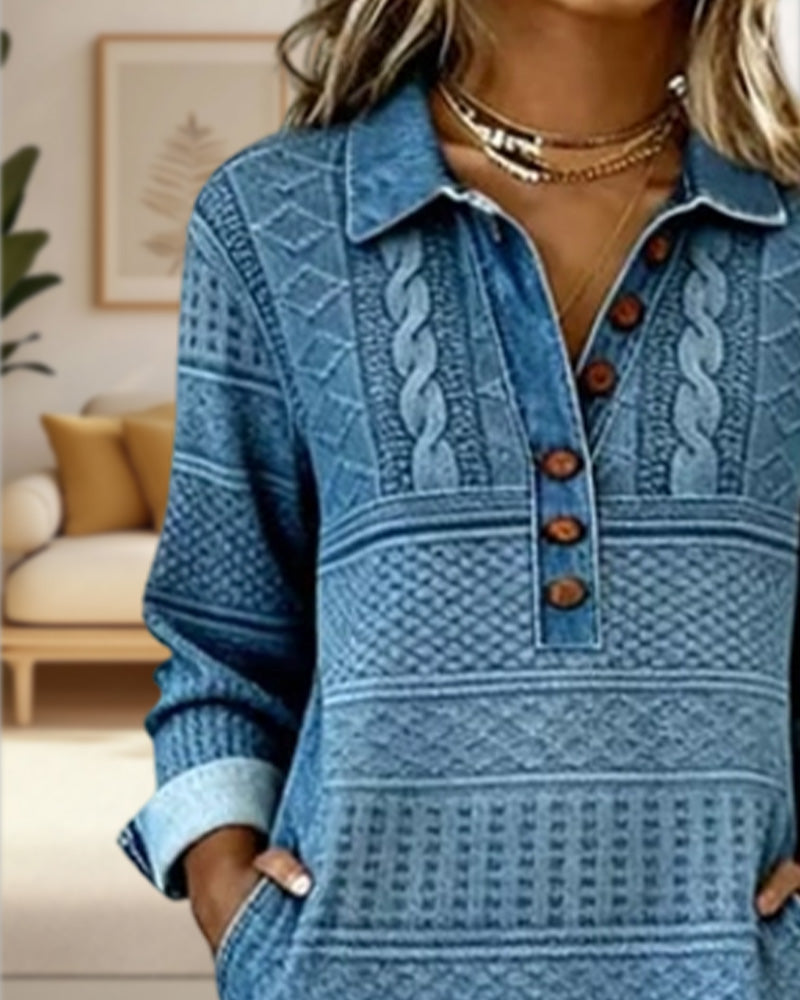 Kleid Modisch Halb Knopf Revers