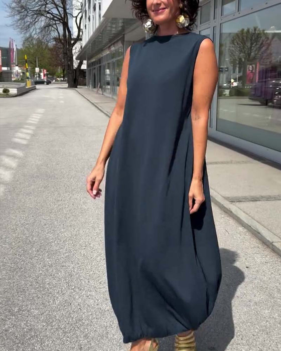 Kleid Mock Neck Ärmellos Locker