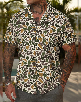 Herrenhemd Lässig Mit Camouflage-Muster