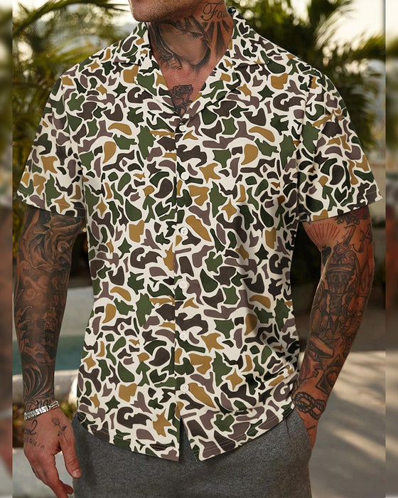 Herrenhemd Lässig Mit Camouflage-Muster