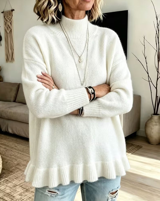 Pullover Mock Neck Rüsche