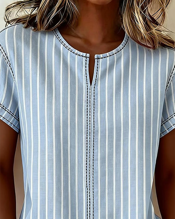 T-Shirt Einfach Designer Gestreift