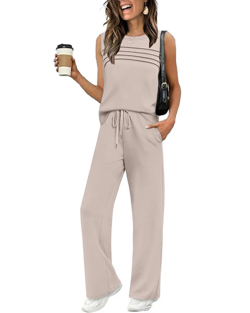 Zweiteiliges Set Plissierte Weste Top