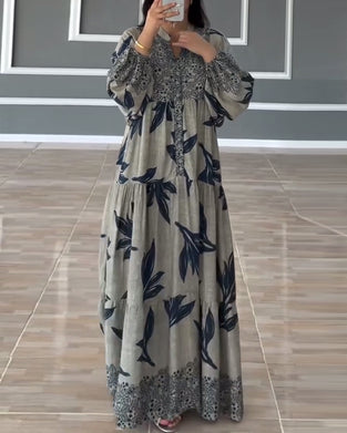 Lässiges Kleid mit Print, lange Ärmel