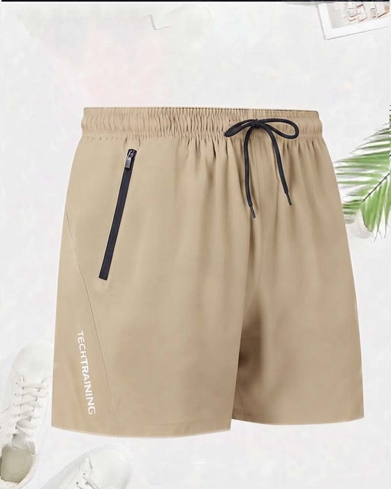 Shorts Kordelzug Reißverschluss Gummibund