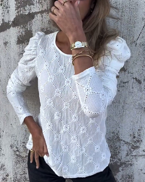 Bluse Mit Puffärmeln Und Ausschnitt