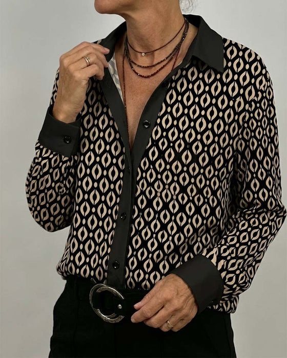 Hemd Geometrisch Colorblock Patchwork