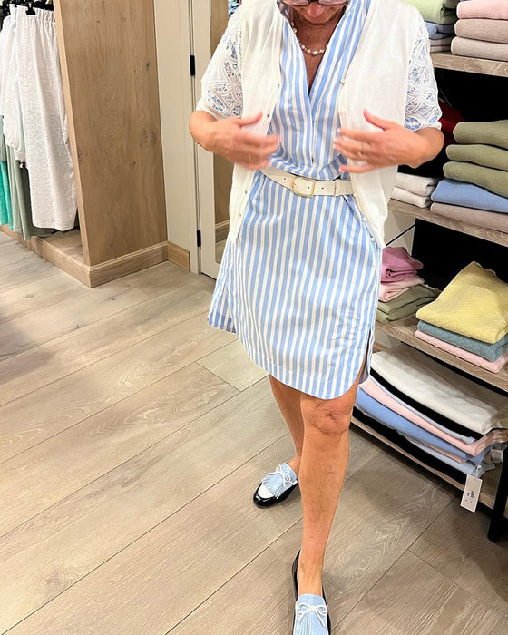 Kleid Revers Streifen Schlitz