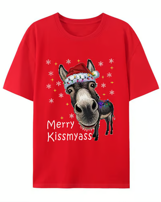 T-Shirt Weihnachten Lustig Druck Kurzarm