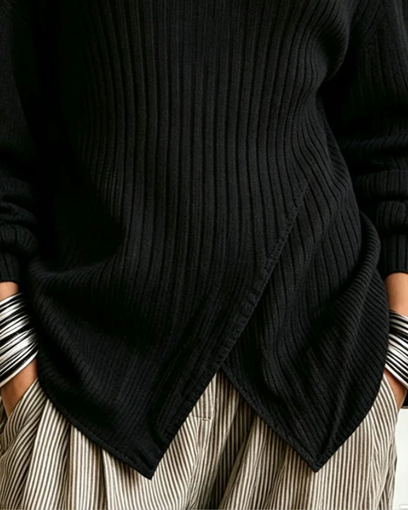 Pullover Off-Shoulder Asymmetrisch Mesh