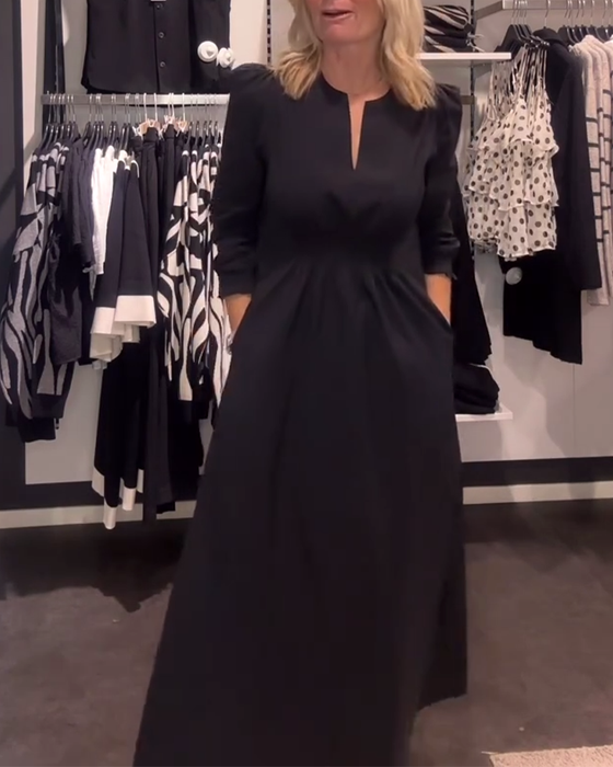A-Linien-Kleid Mit Puffärmeln Und Tailliertem Schnitt