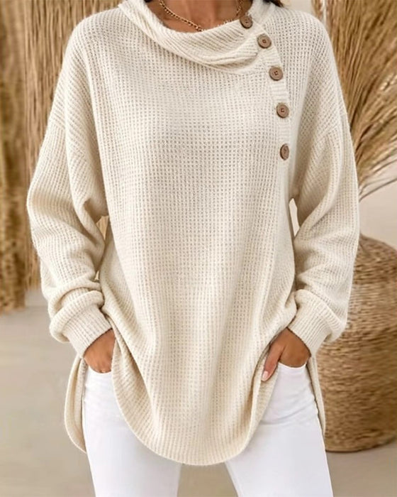 Stricktop Lässig Schalkragen