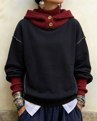Hoodie Farbblock Hoher Kragen