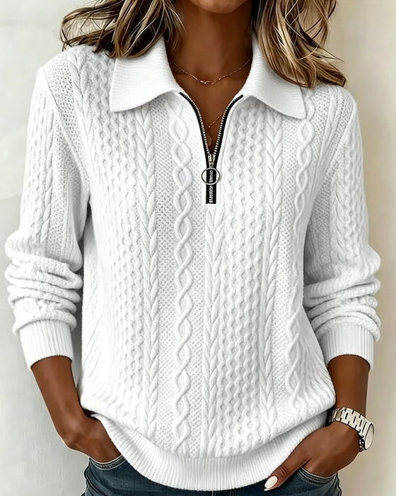 Langarm‑Sweatshirt Mit Reverskragen