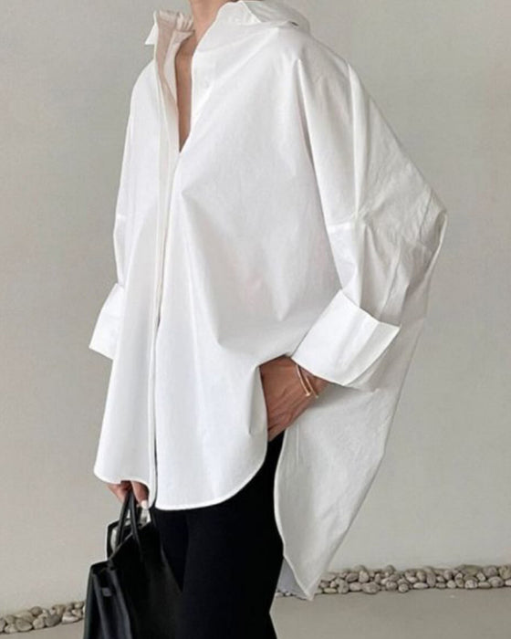 Bluse Drop-Schulter Locker Langarm