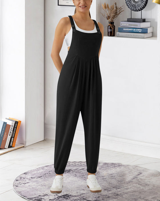 Jumpsuit Uni Farbe Plissiert