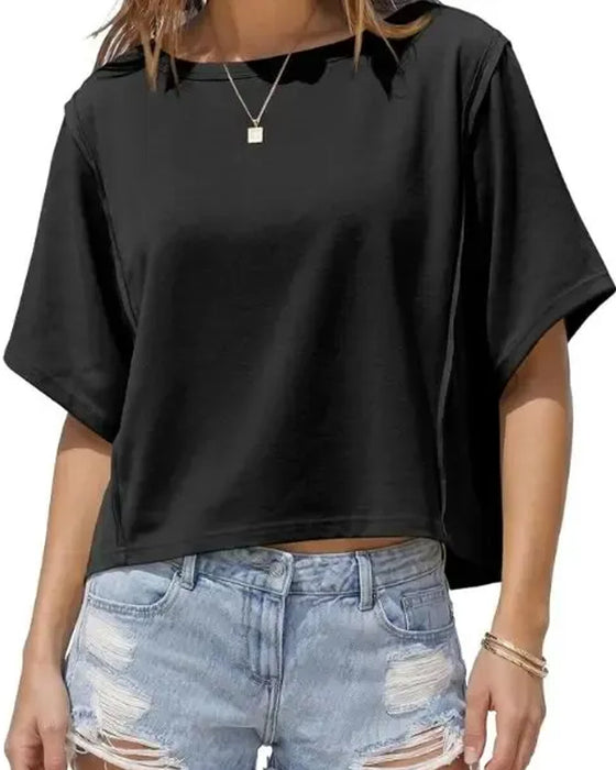 T-Shirts Kurz Drop Schulter Locker