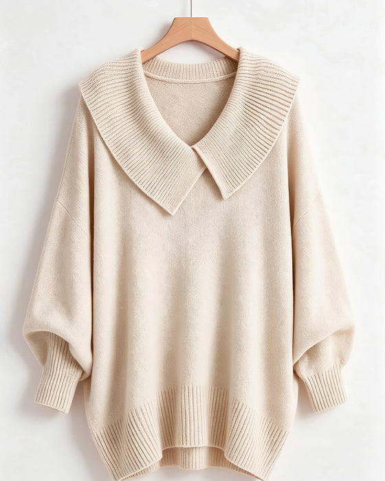 Pullover Unregelmäßiger Revers Unifarben