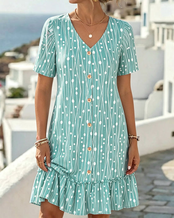 Kleid V-Ausschnitt Linie Rundhals
