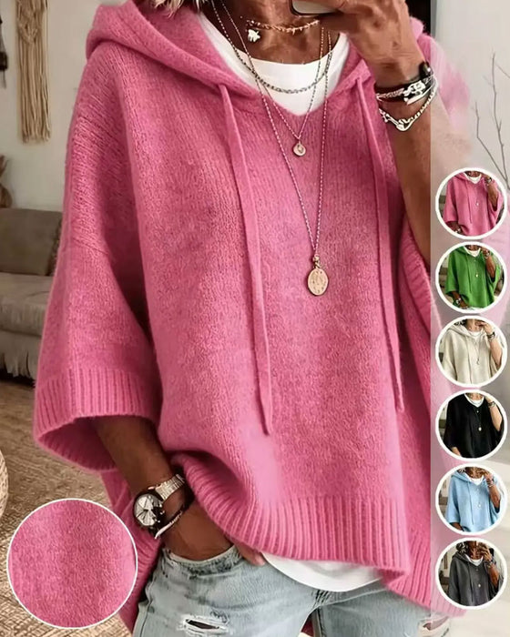 Pullover Mit Kapuze Locker Stilvoll Gestrickt