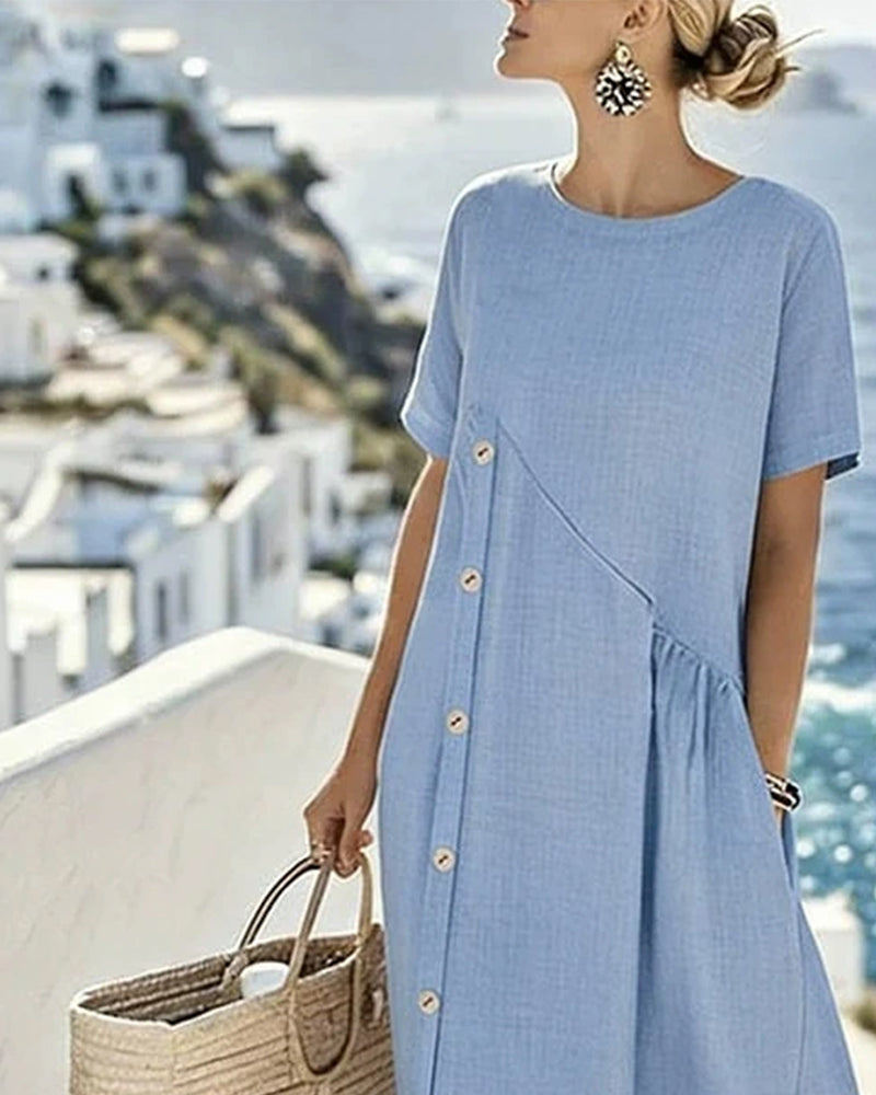 Kleid Knopf Dekor Lässig