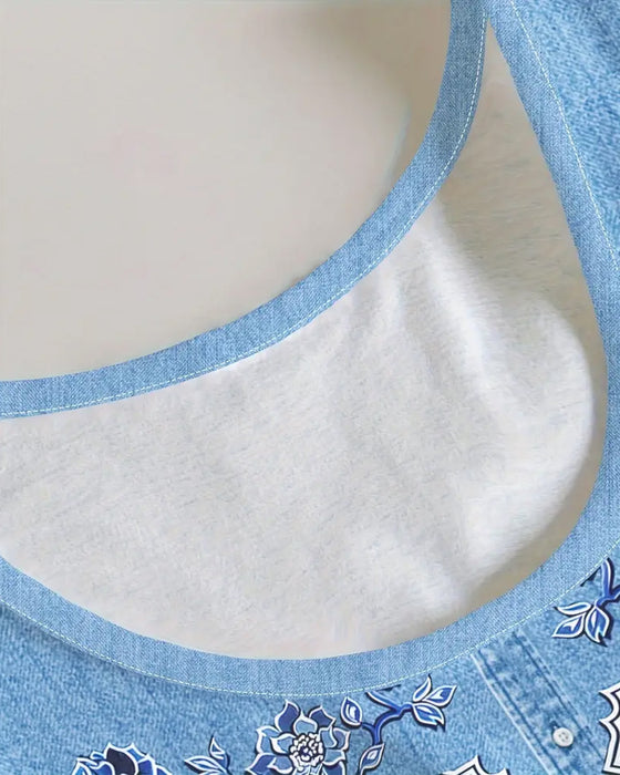 Kleid Ärmellos Imitat Denim