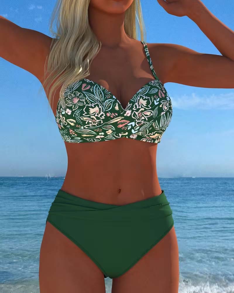 Bikini Kreuz Blumendruck