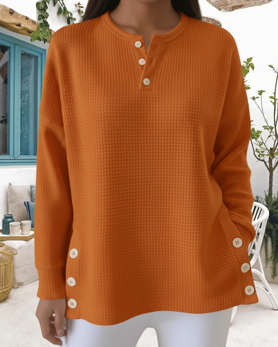 Modisches Sweatshirt Im Waffelmuster, Lässig