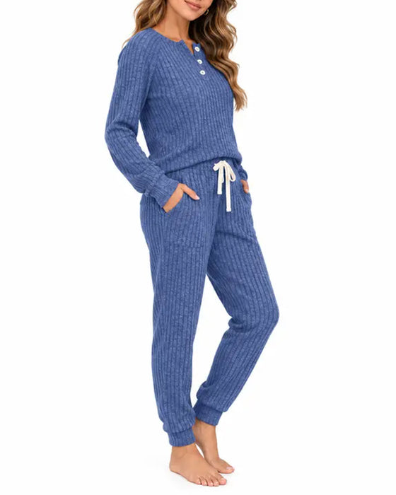 Anzug Henley Kragen Nadelstreifen Gestrickt