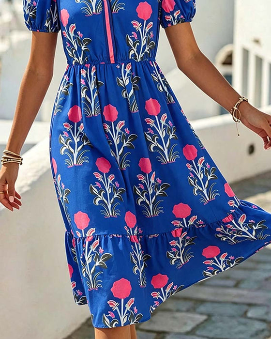 Kleid V-Ausschnitt Puffärmel