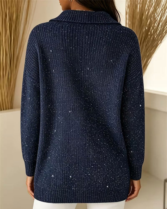 Pullover Revers Langarm Lässig