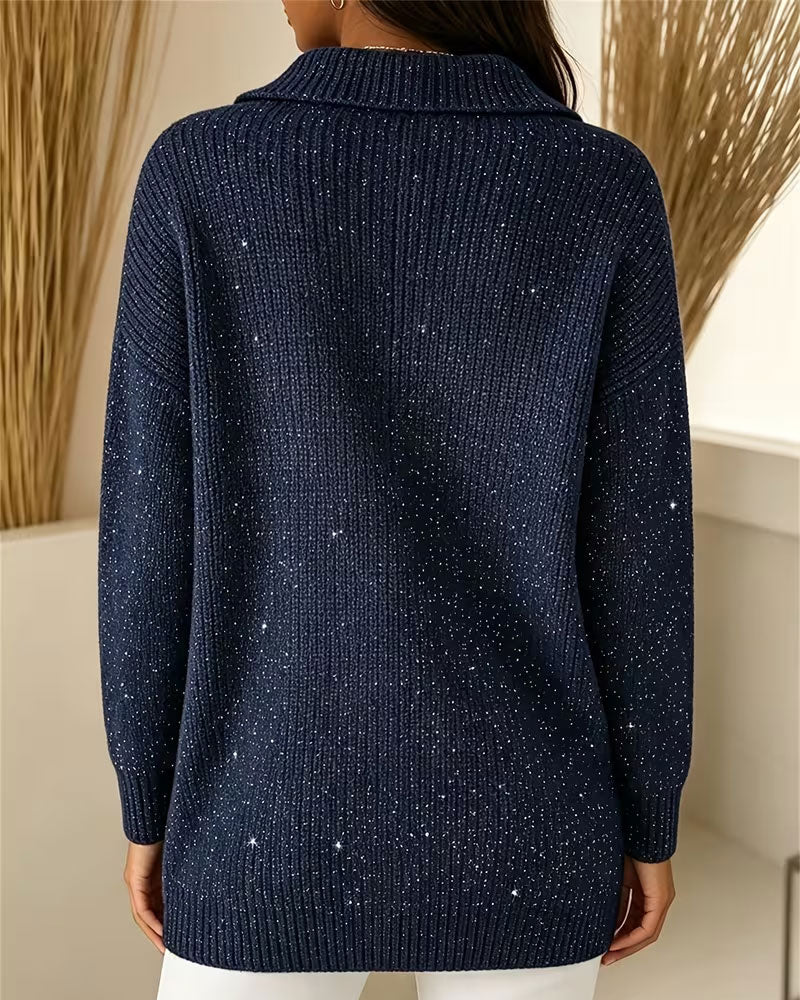 Pullover Revers Langarm Lässig