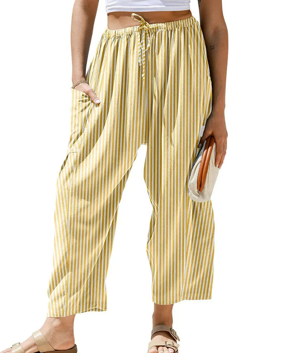 Hose leger kariertes Muster Cropped