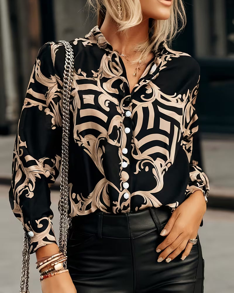 Hemd Vintage Druck Weite Passform