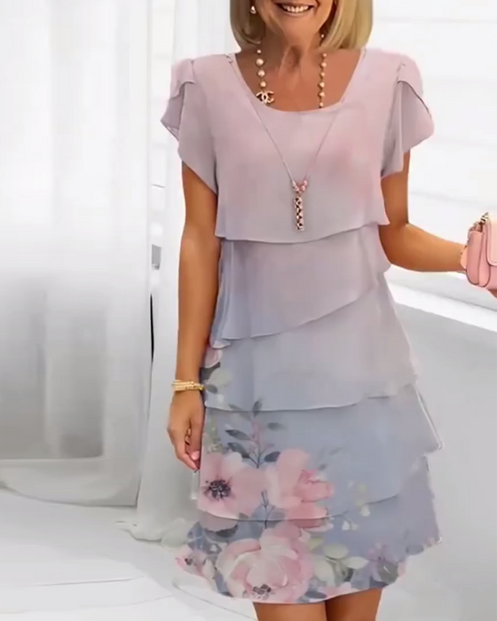 Kleid Blütenärmel elegant Blumenmuster