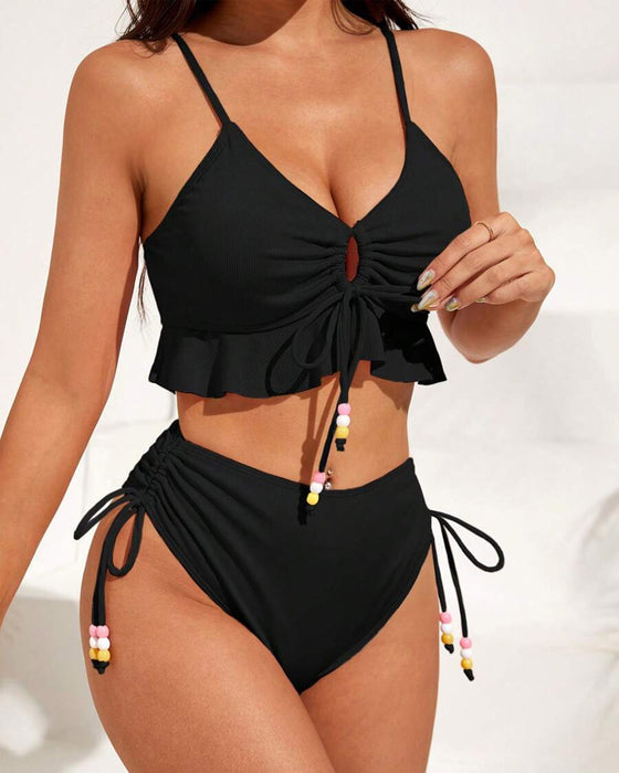 Bikini Sexy Unifarbe Rüschen