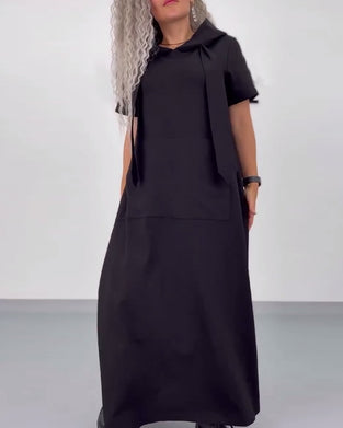 Kleid Einfarbig Kapuzenpullover Freizeit