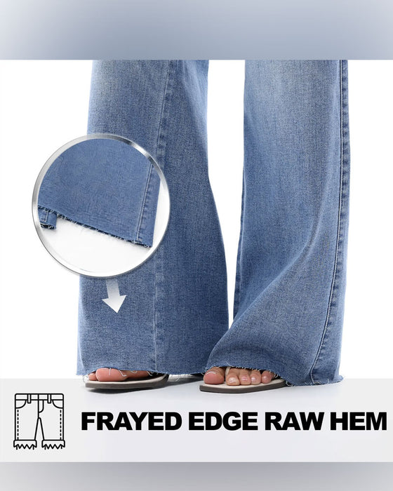 Jeans Tasche Knopf Weites Bein