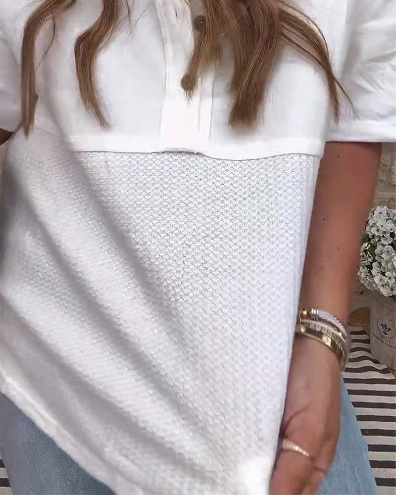 Top Knopfleiste vorne Kurzarm zusammengefügt