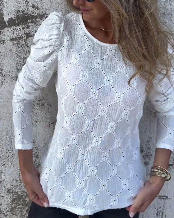 Bluse Mit Puffärmeln Und Ausschnitt